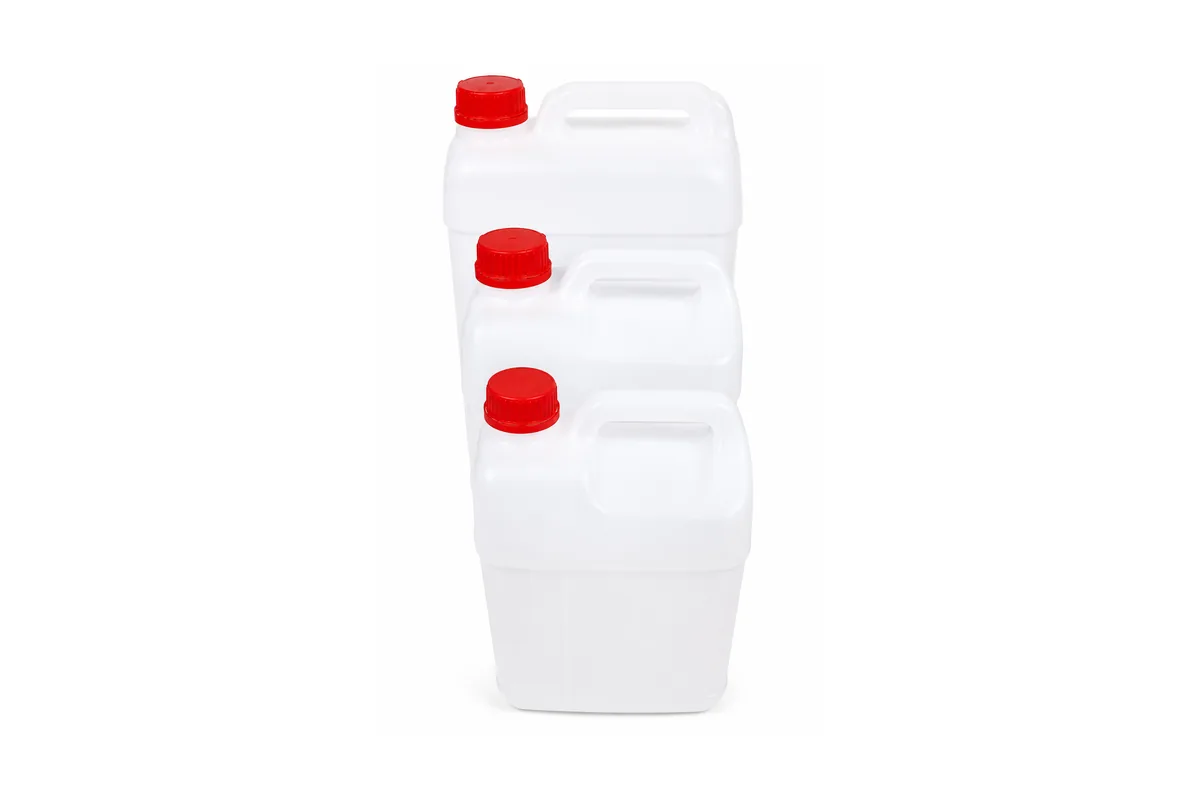 Food-grade natural HDPE jerrycans in 5, 10 and 25 litre with tamper-evident caps