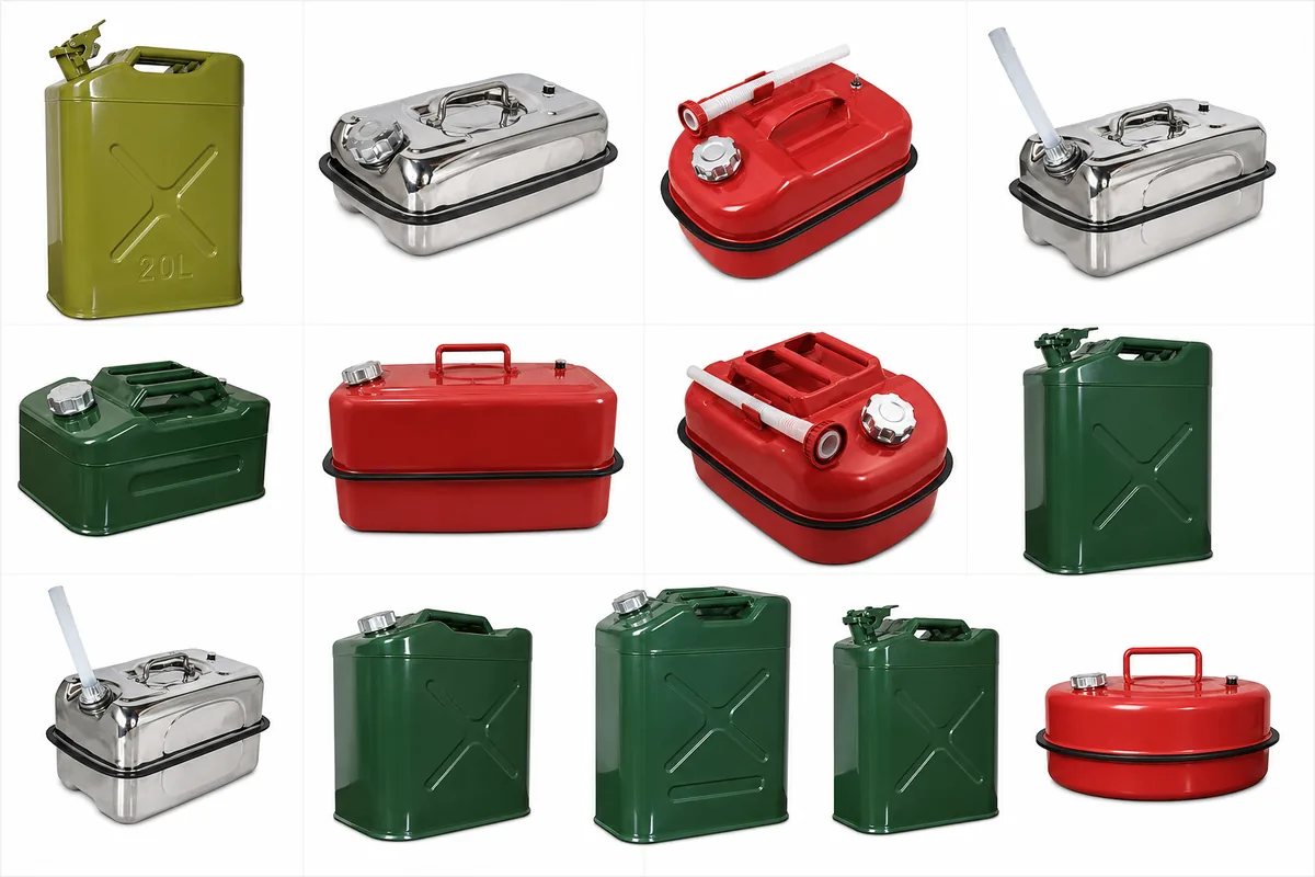 The Fortitude21 range: steel NATO, stainless, HDPE and horizontal cans in several sizes and colours